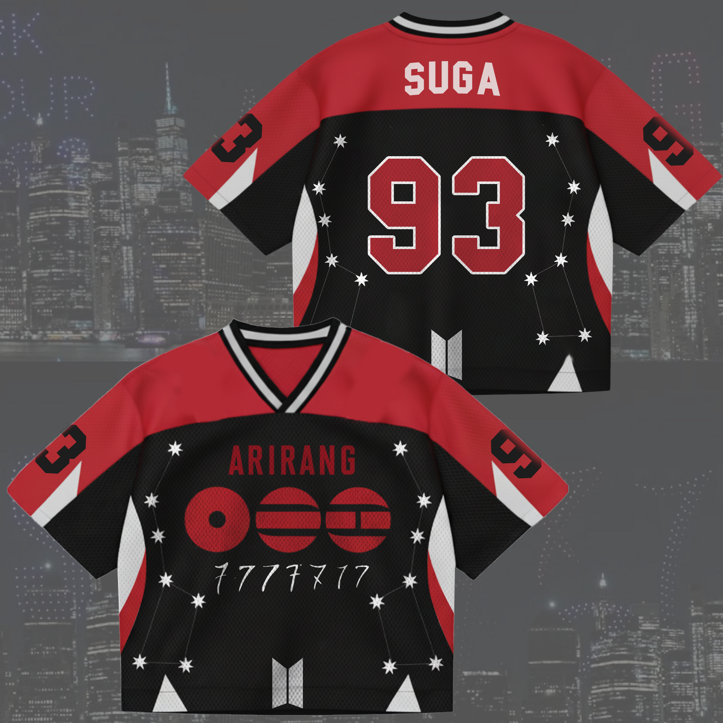 BTS Seven Star Tatoo Arirang Tour Mixed Mesh Jersey Gifts For Army