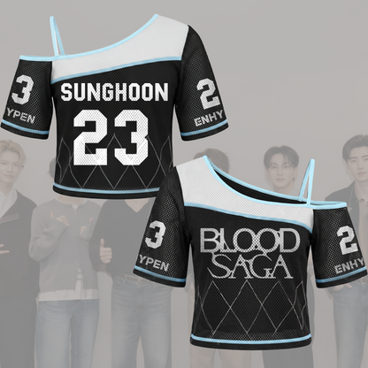 Sporty Chic Blood Saga The Sin Enhypen World Tour Tour Off Shoulder Mesh Gift For Fans