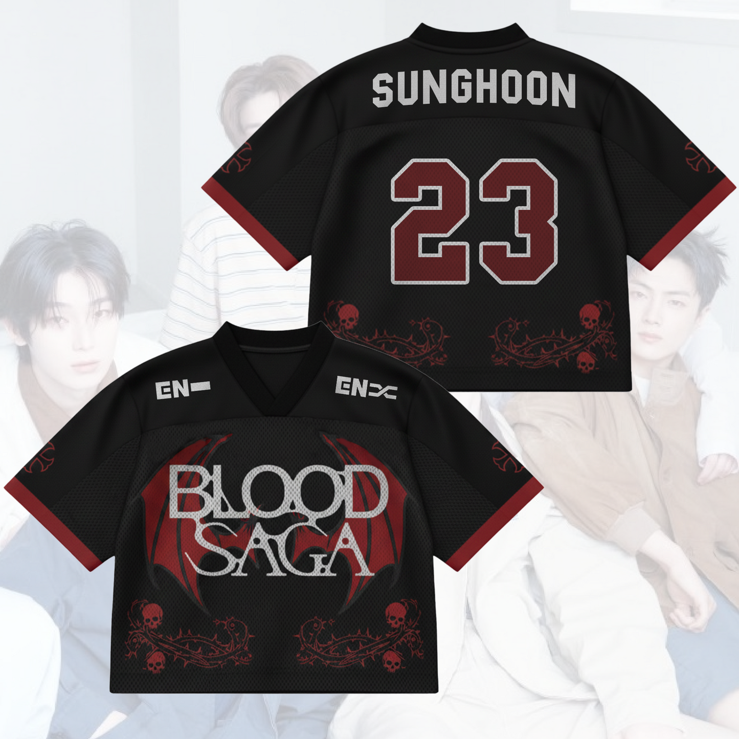 Nightshade Wing Enhypen Blood Saga World Tour Mixed Mesh Jersey