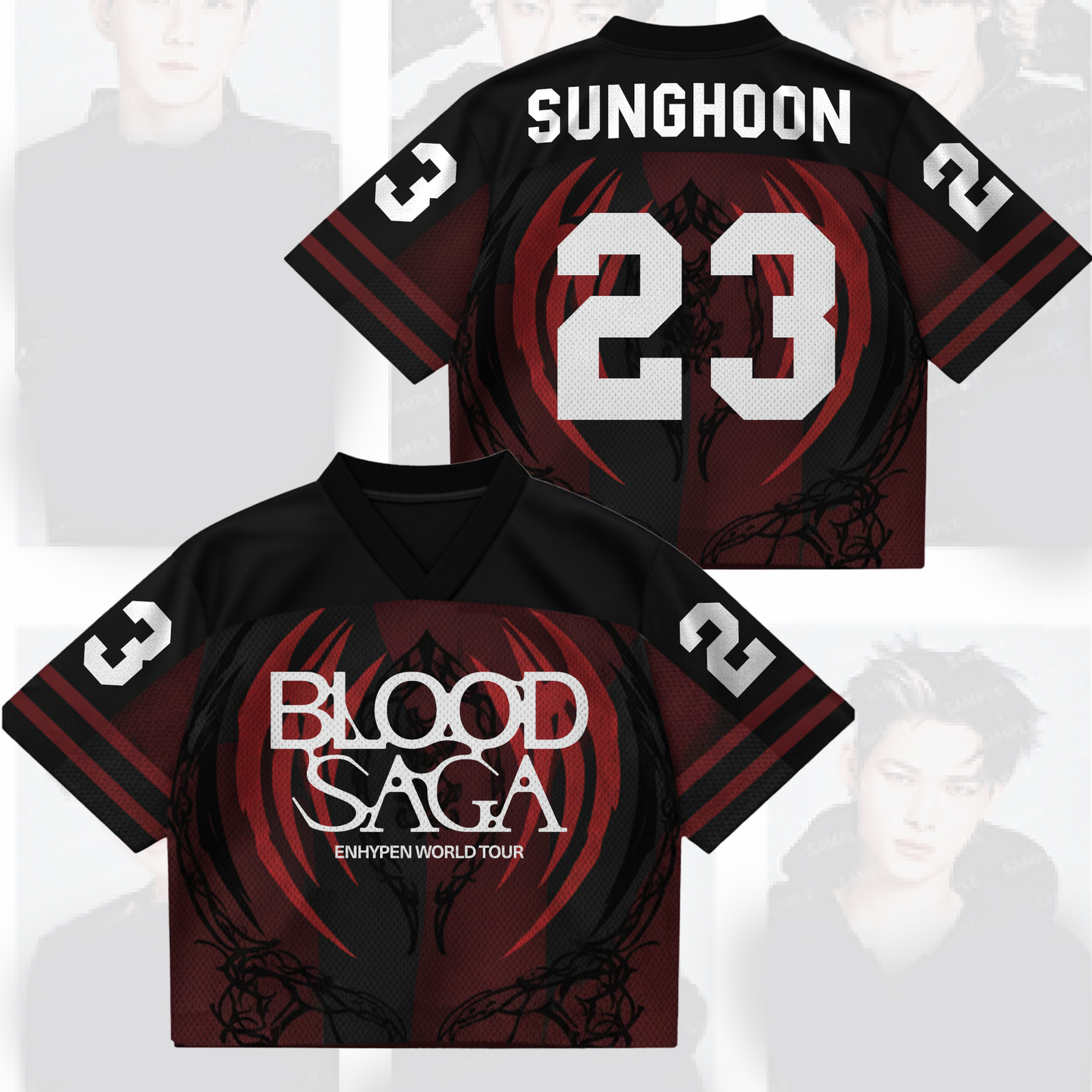 Vampire Story Enhypen Blood Saga World Tour Mixed Mesh Jersey Gifts For Fans