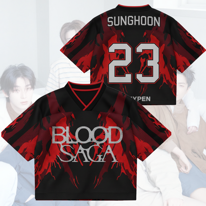 Crimson Awakening Blood Saga Enhypen World Tour Mixed Mesh Jersey