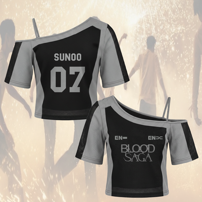 Sporty Enhypen Blood Saga  World Tour Tour Off Shoulder Mesh