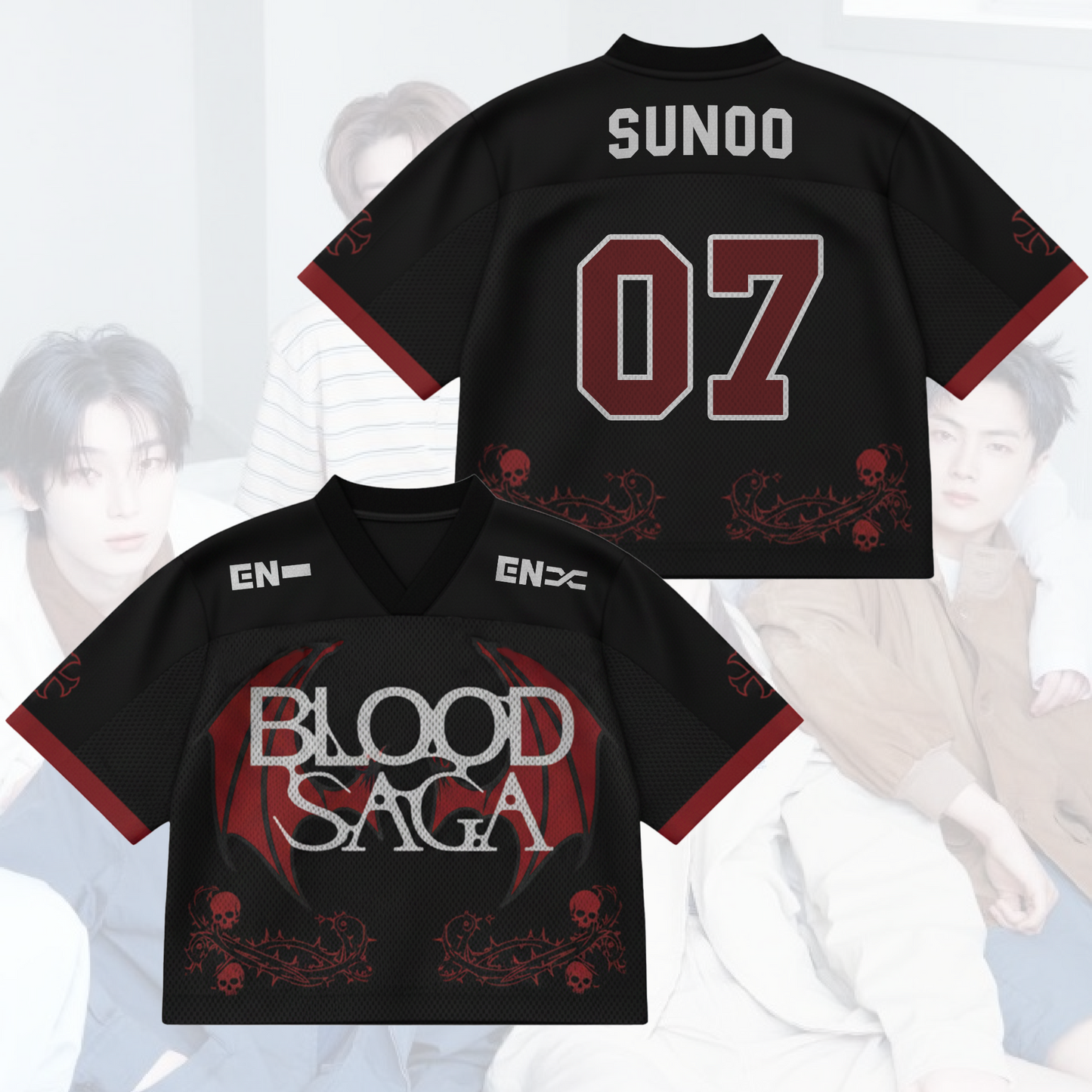Nightshade Wing Enhypen Blood Saga World Tour Mixed Mesh Jersey