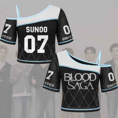 Sporty Chic Blood Saga The Sin Enhypen World Tour Tour Off Shoulder Mesh Gift For Fans