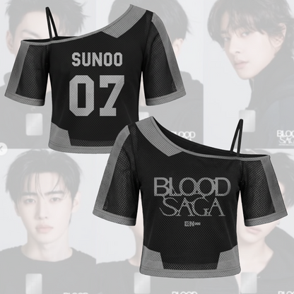 Chic Girl Enhypen Blood Saga World Tour Tour Off Shoulder Mesh