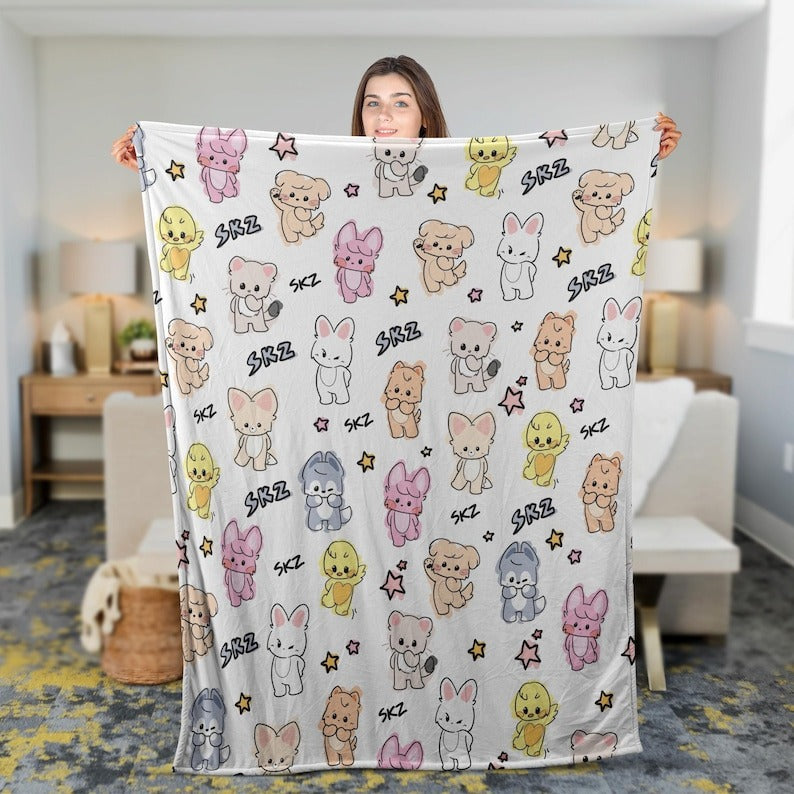 WAVESTEEᵀᴹ SKZoo Kawaii Fleece Blanket