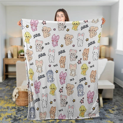 WAVESTEEᵀᴹ SKZoo Kawaii Fleece Blanket