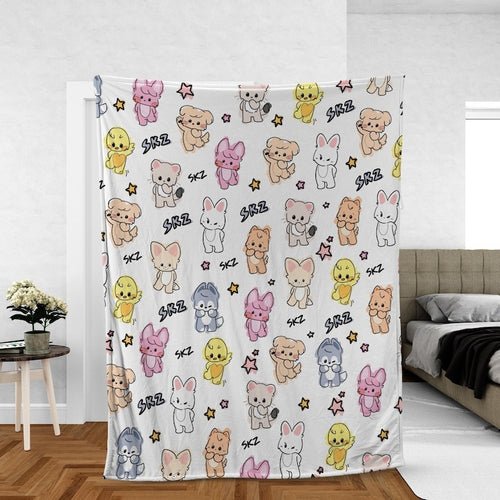 WAVESTEEᵀᴹ SKZoo Kawaii Fleece Blanket