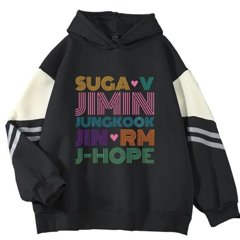 BTS Member Hoodie – Jimin Jungkook J-Hope Jin Suga V RM Sweatshirt, Unisex Kpop Fan Hoodie