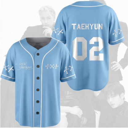 TXT Steal The Wind Baseball World Tour Blue Baseball Jersey r Fan Gifts