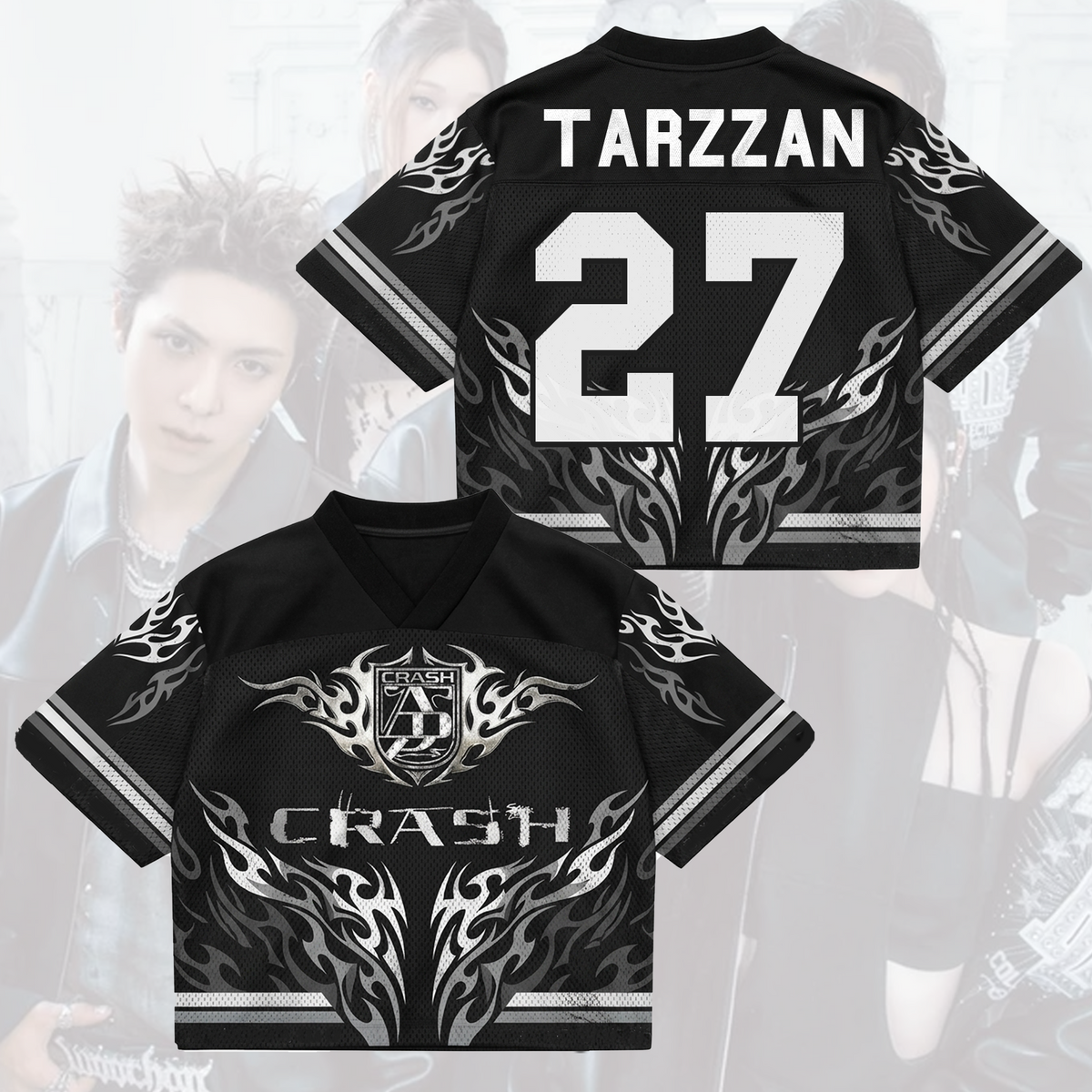 ALLDAY PROJECT Crash Album Heavy Metal Liquid Chrome Mixed Mesh Jersey Gift For Fans