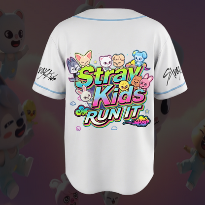 Cute Tasy Skzoo Stray Kids Run It World Tour Baseball Jersey Colorful Merch Gifts For Stay