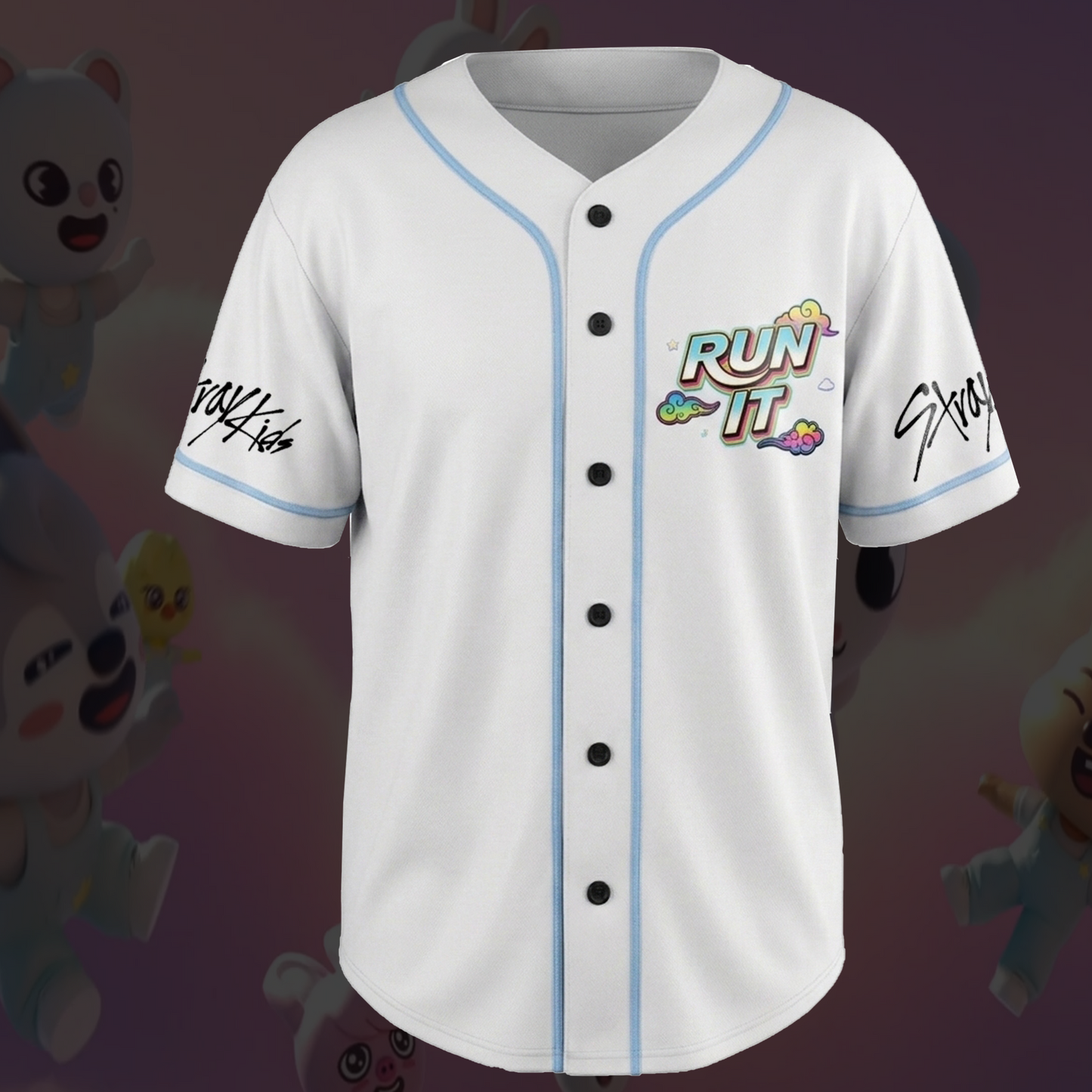 Cute Tasy Skzoo Stray Kids Run It World Tour Baseball Jersey Colorful Merch Gifts For Stay