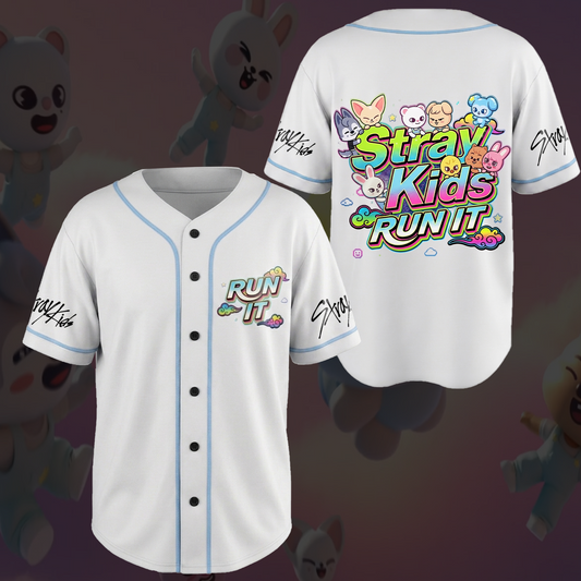 Cute Tasy Skzoo Stray Kids Run It World Tour Baseball Jersey Colorful Merch Gifts For Stay