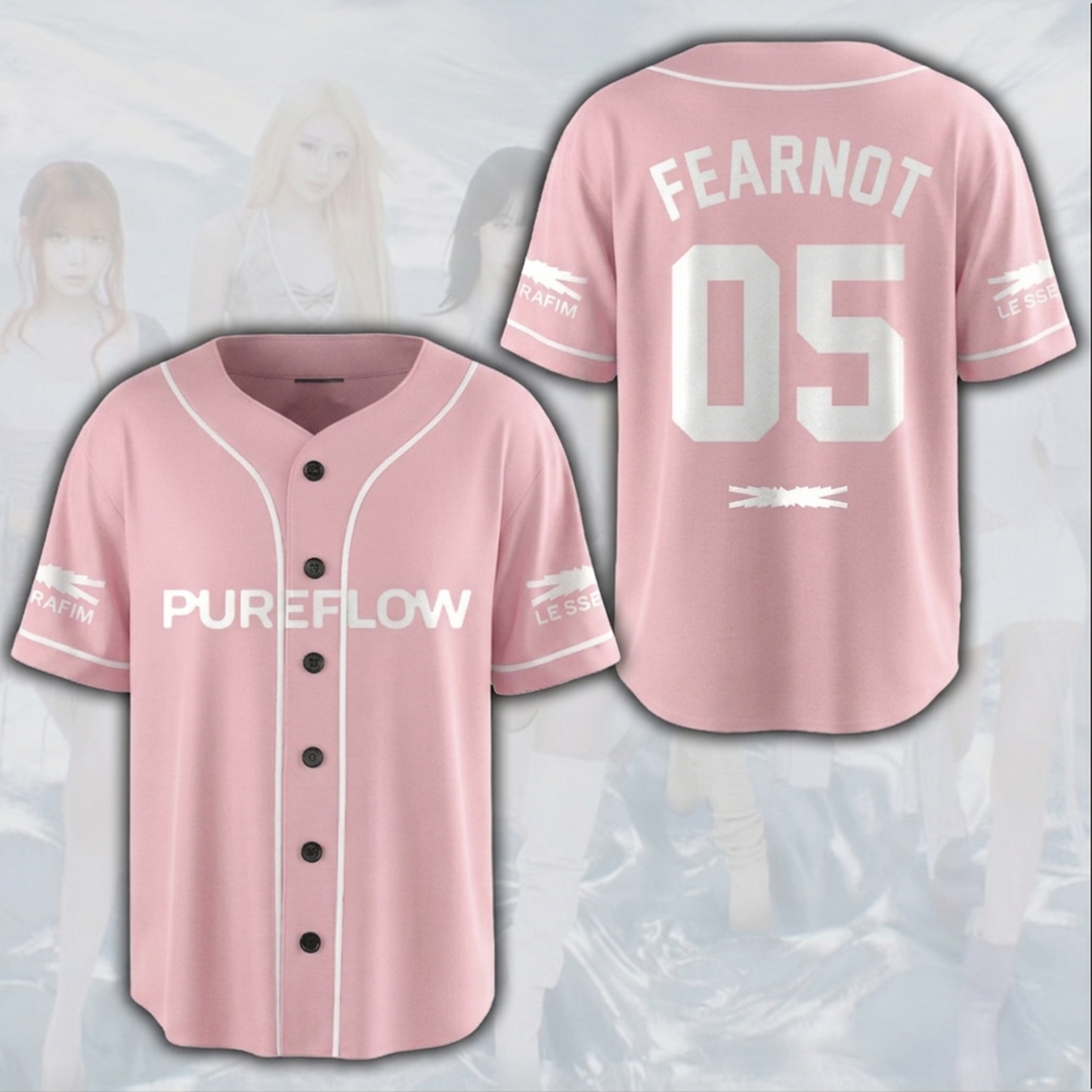 Pureflow World Tour Le Sserafim Pink Baseball Jersey Fan Gifts