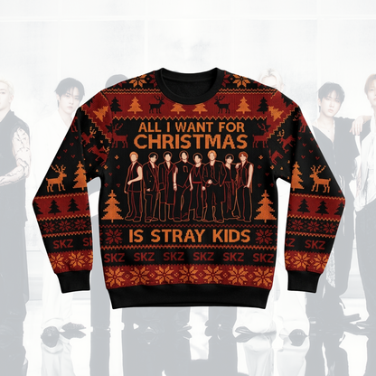 Stray Kids Run It World Tour  Ugly Sweater Orange Season Outfit Gift For Fans