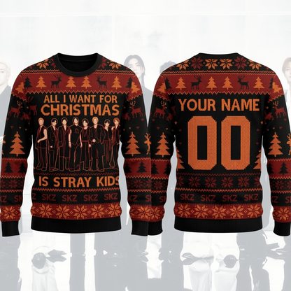 Stray Kids Run It World Tour  Ugly Sweater Orange Season Outfit Gift For Fans