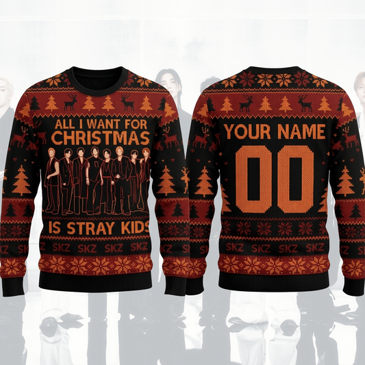 Stray Kids Run It World Tour  Ugly Sweater Orange Season Outfit Gift For Fans