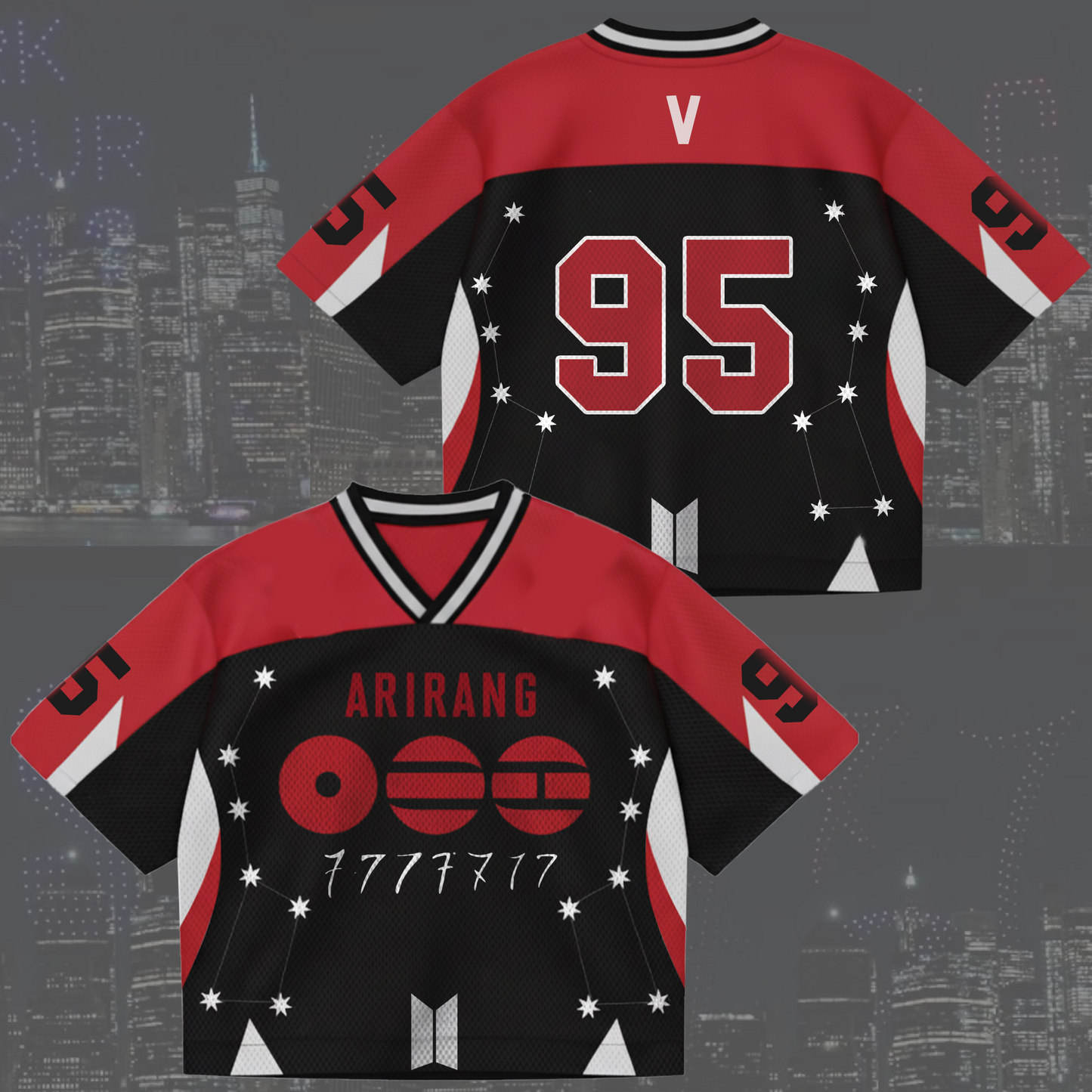 BTS Seven Star Tatoo Arirang Tour Mixed Mesh Jersey Gifts For Army