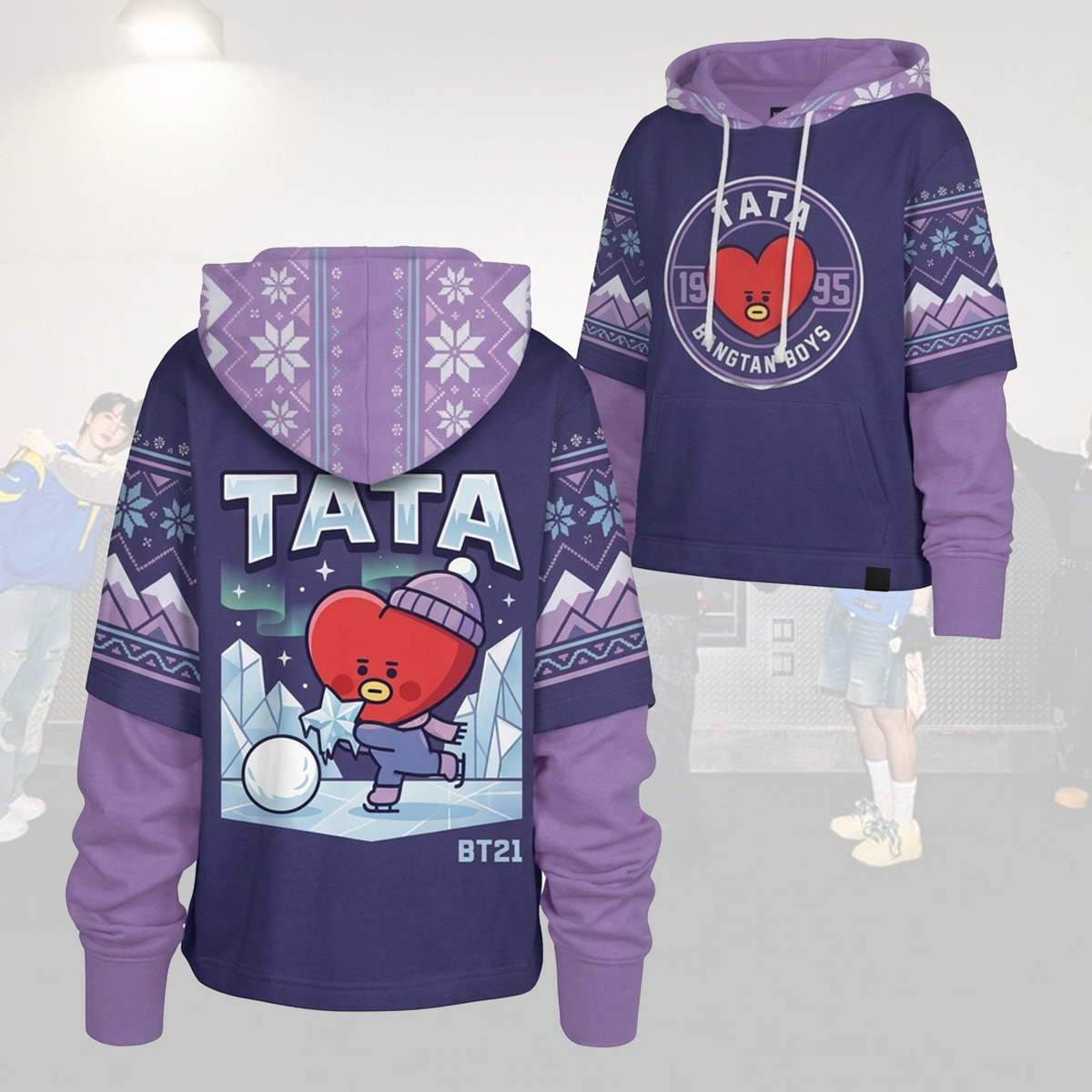 Kawai Bangtan Boys BT21 Xmas Shortstop Hoodie BTS Gift for Fans