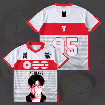 BTS Red Arirang Tour Winged Neck Baseball Shirt