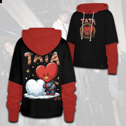 Retro Bangtan BT21 Shortstop Hoodie Christmas Happy BTS Streetwear Gift for Fans