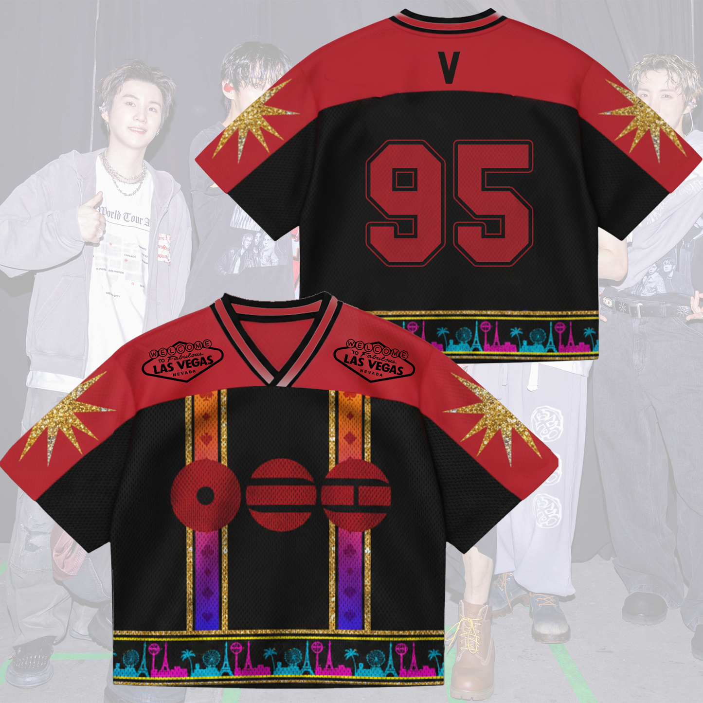 The City Las Vegas BTS World Tour Door Mixed Mesh Jersey Gift For Fans