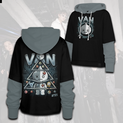 Retro Bangtan BT21 Shortstop Hoodie Christmas Happy BTS Streetwear Gift for Fans