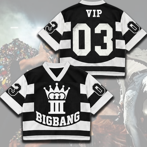 Bigbang Cosmos Tour Striped Mixed Mesh Jersey Biiig Album Outfit Gift for Fans