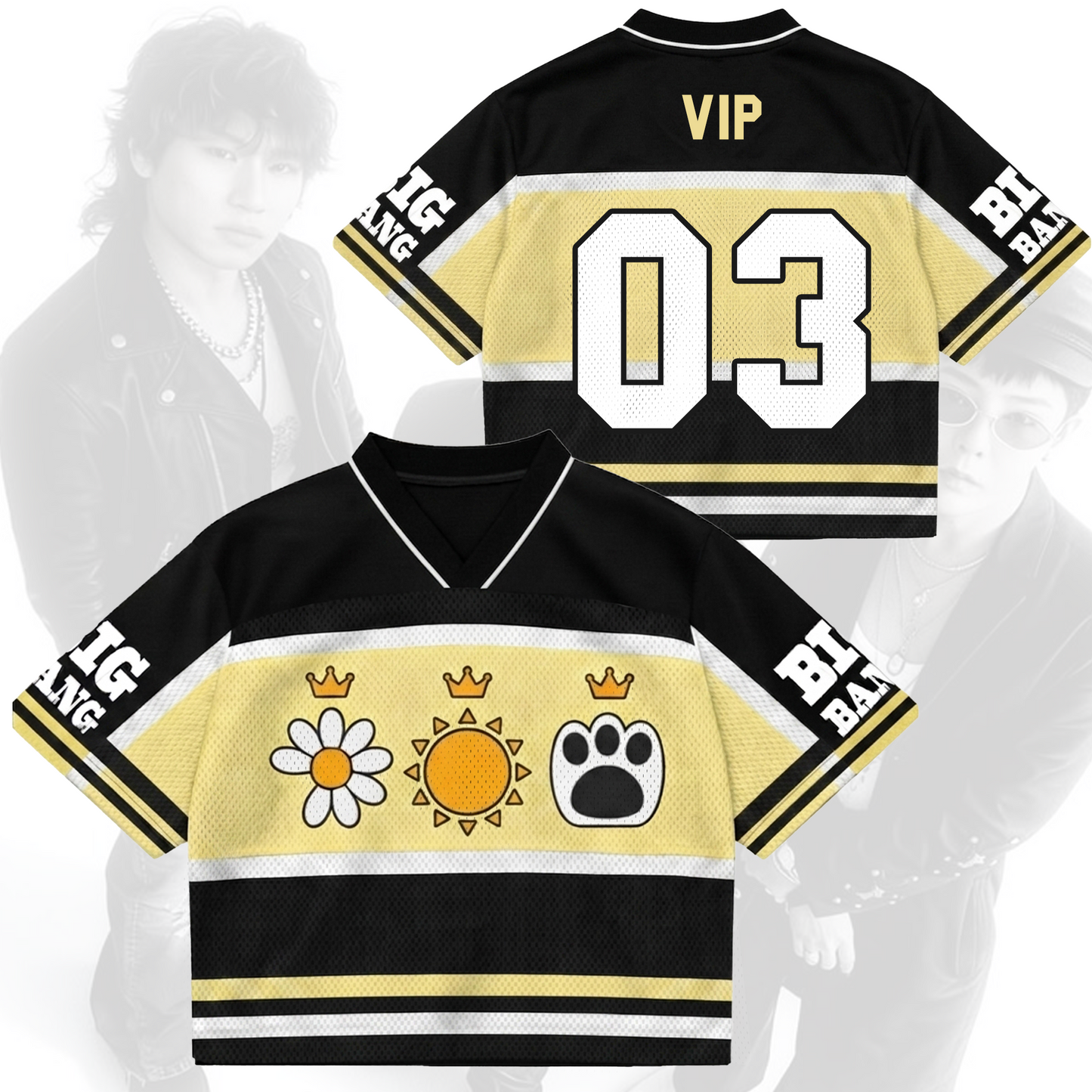 Grail BIGBANG 20th Anniversary Yellow Epic Tour Mixed Mesh Jersey Fan Gifts