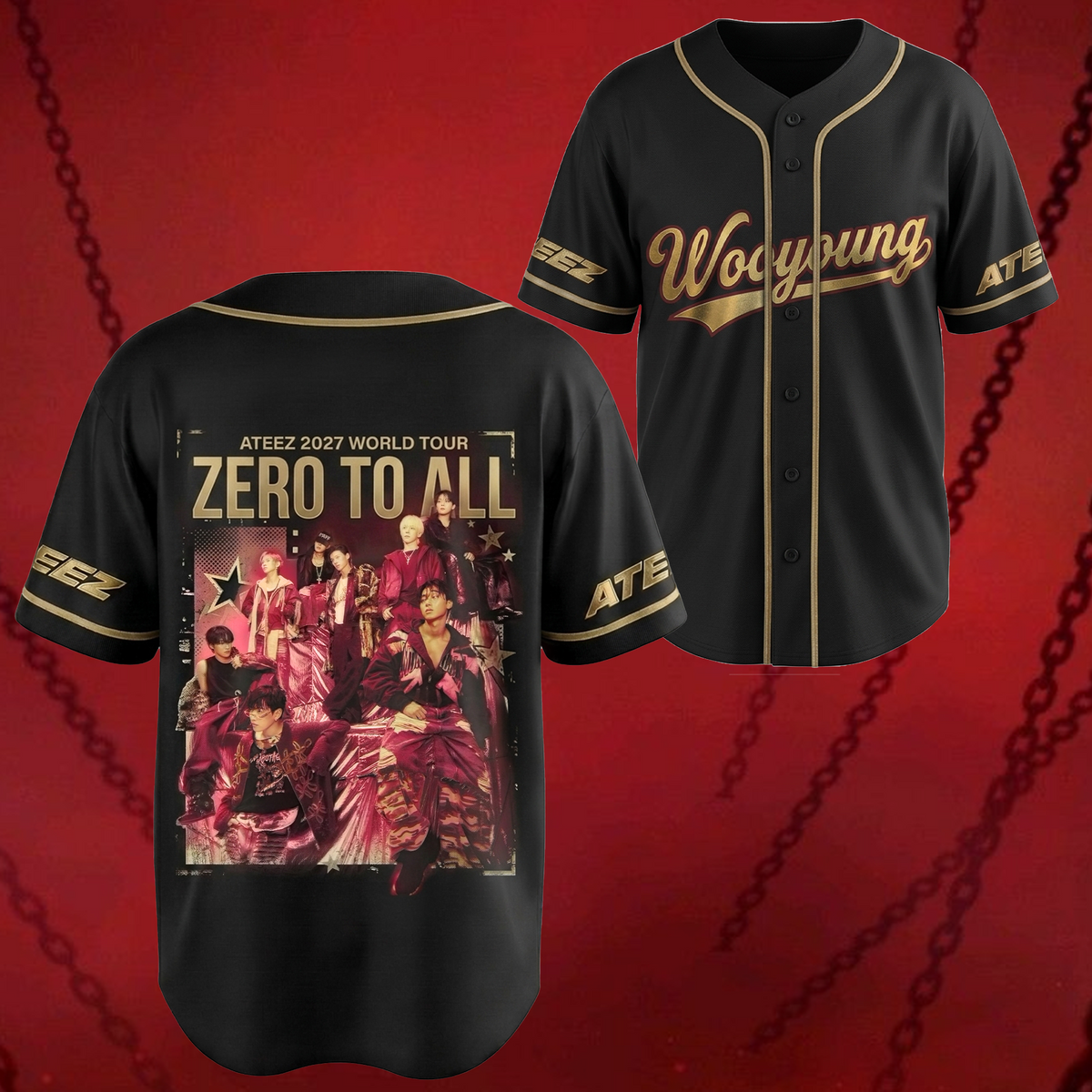 Dynamic Ateez Zero To All World Tour Golden Hour Series Baseball Jersey Gift For Fans