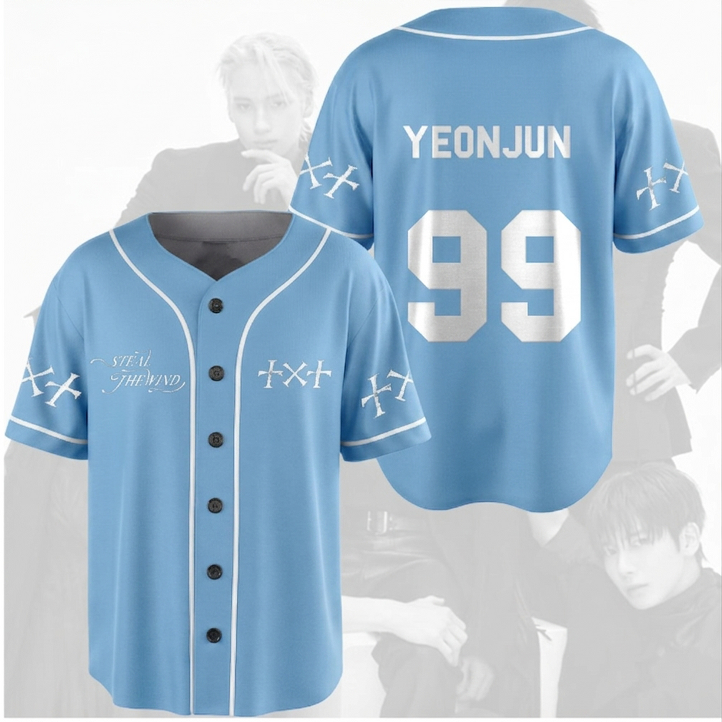TXT Steal The Wind Baseball World Tour Blue Baseball Jersey r Fan Gifts