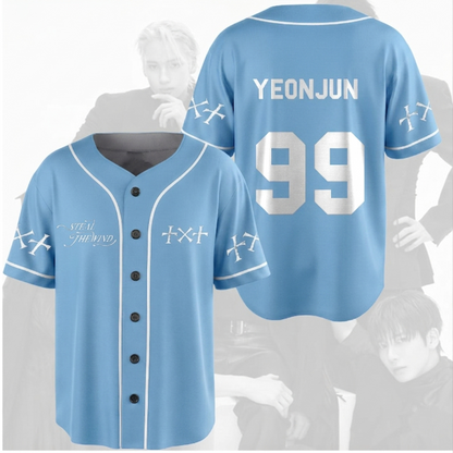 TXT Steal The Wind Baseball World Tour Blue Baseball Jersey r Fan Gifts