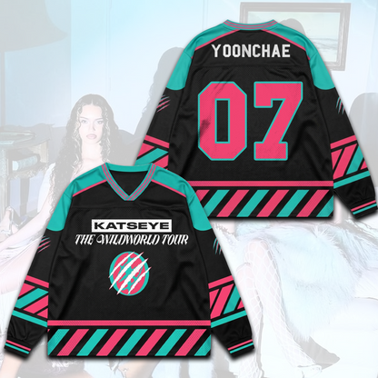 Chic Katseye The Wildworld Tour Mesh Splicing Long Sleeved Fan Edition