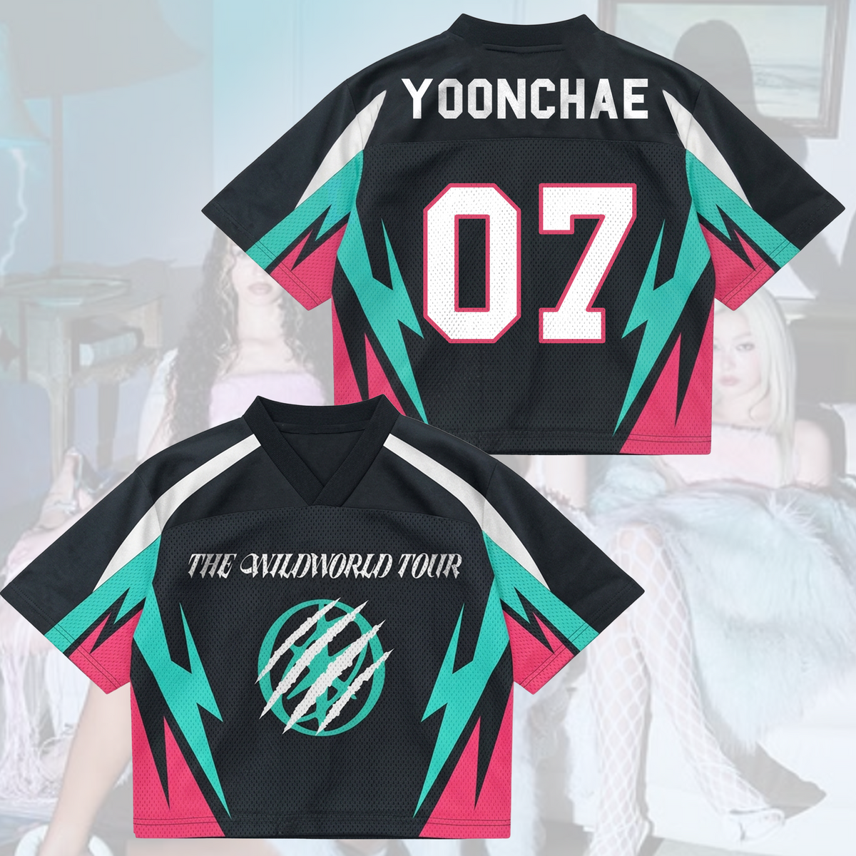 Explosive The Wildworld Tour Katseye Thunder Sport Mixed Mesh Jersey Fan Merch