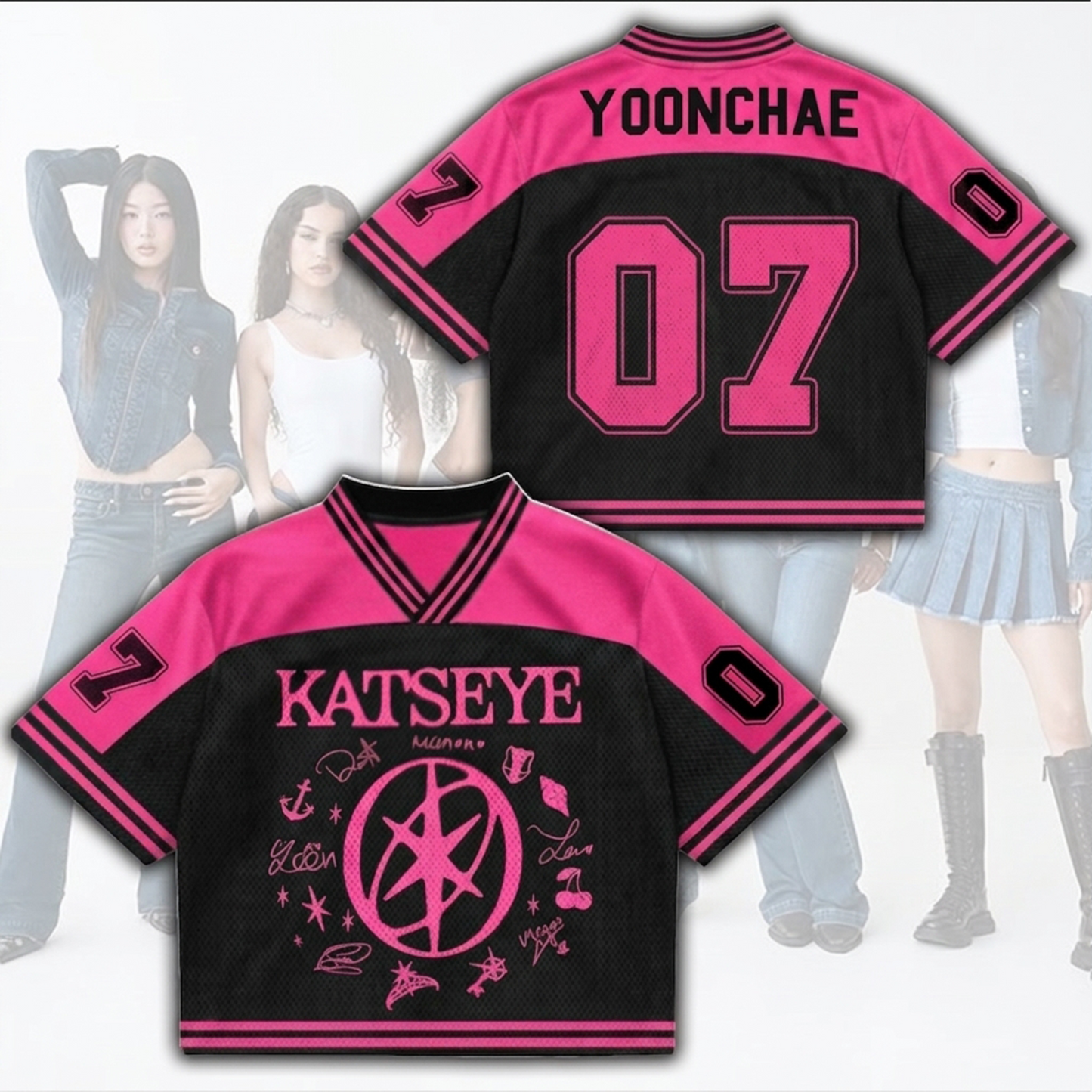 Hot Pinky Katseye The Wildworld Tour Mixed Mesh Jersey Fan Edition