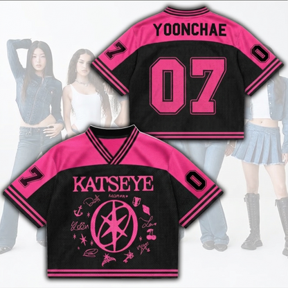 Hot Pinky Katseye The Wildworld Tour Mixed Mesh Jersey Fan Edition