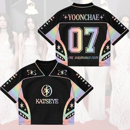 Fairycore Katseye The Wildworld Tour Mixed Mesh Jersey Top Gift For Fans
