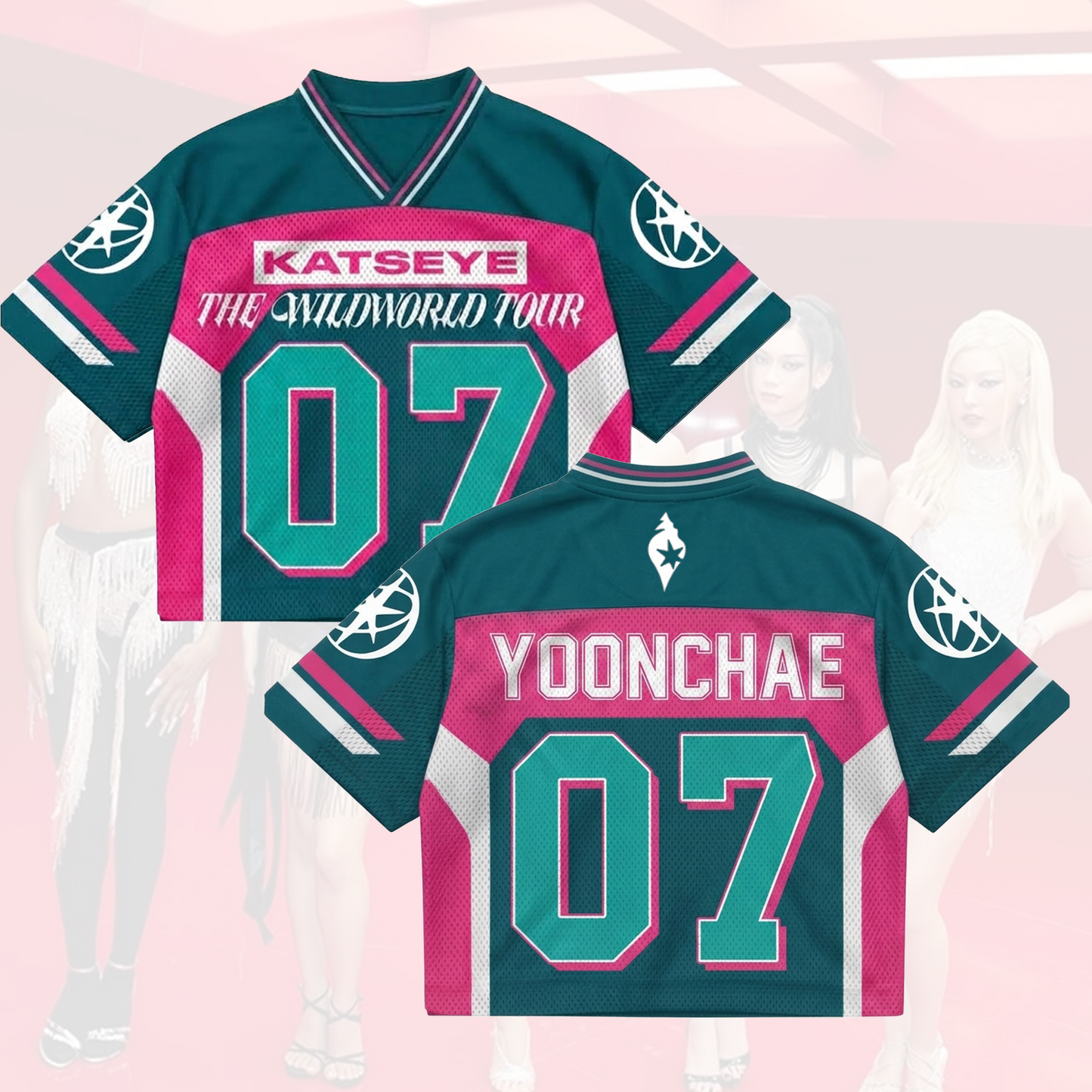 Vibrant KATSEYE The Wildworld Tour Mixed Mesh Jersey Top Gift for Fan