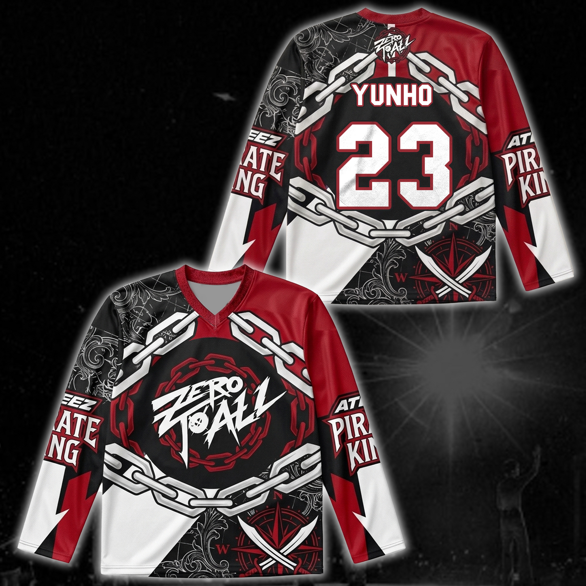 Special Ateez Zero To All World Tour Priate King Style Hockey Jersey Gift For Atiny